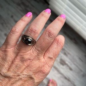 Sterling silver obsidian ring.